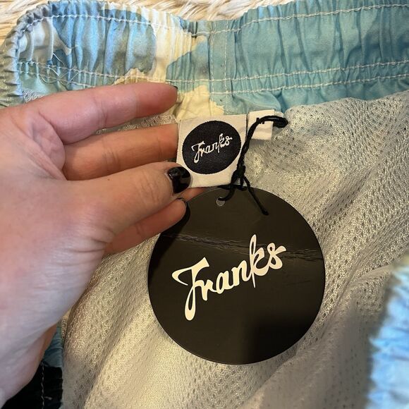NWT Franks Swim Trunks Men's Blue Floral Tropical Tahiti Print Medium MSRP $89 - Picture 5 of 8